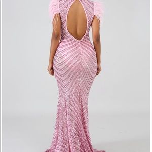 Pink long sequins dress